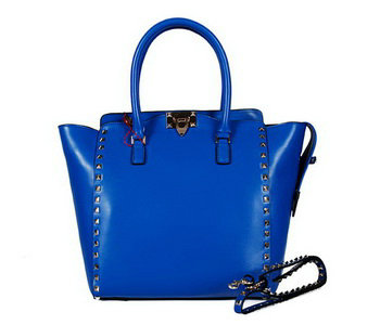 2014 Valentino Garavani Rockstud Double Handle Bag VG2501 blue - Click Image to Close